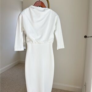 Badgley Mischka Ivory Stretch Faille Party Dress